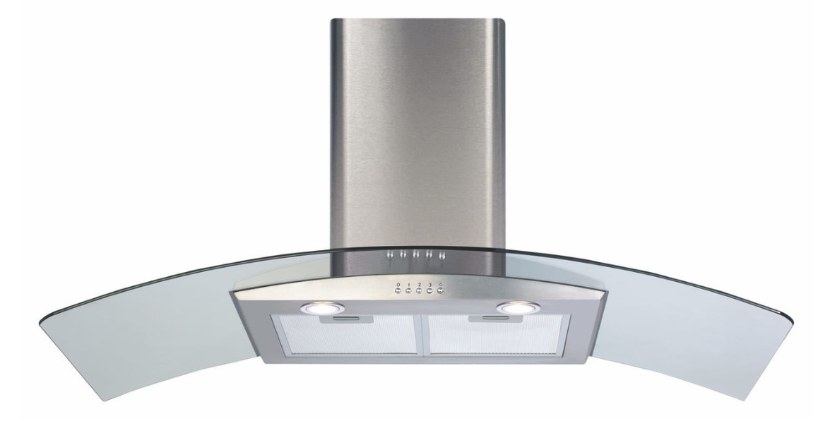 CDA ECP102SS 100cm Stainless Steel Curved Glass Kitchen Cooker Hood Extractor
